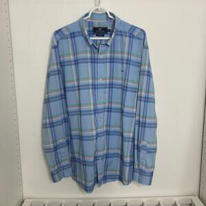 Vineyard Vines Whale Shirt – XXL – Blue Plaid Long Sleeve Button Down